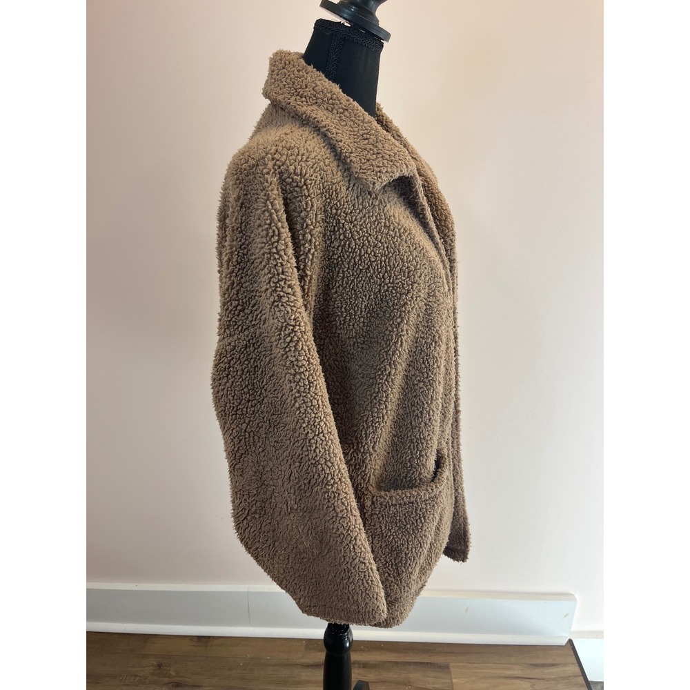 Z Supply Womens XS Brown Sherpa Teddy Bear Coat Open Front Jacket - Picture 5 of 7